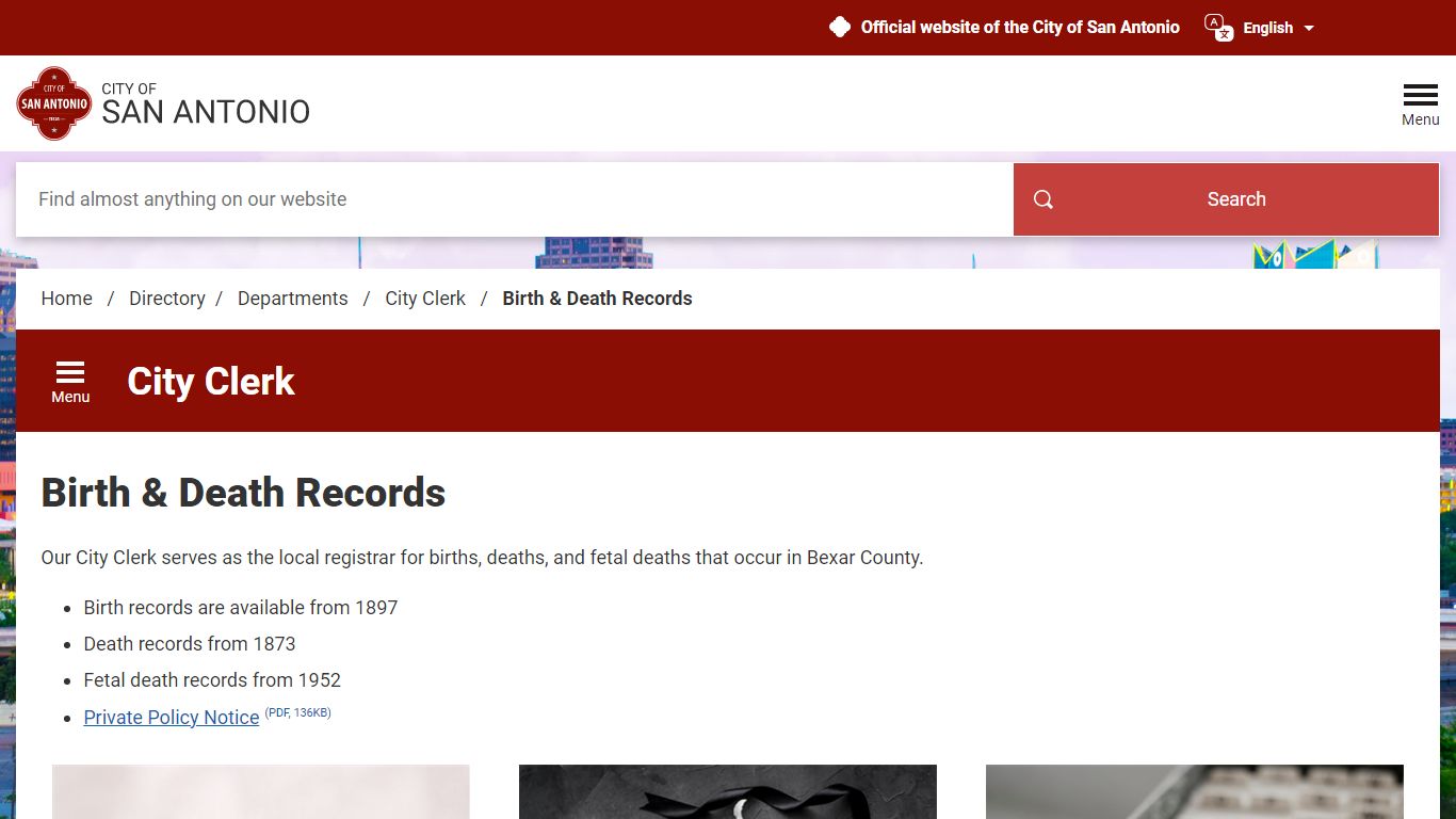 Birth & Death Records - City of San Antonio